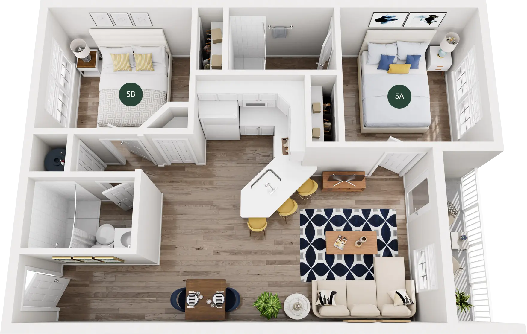 Double, Private Bed & Bath