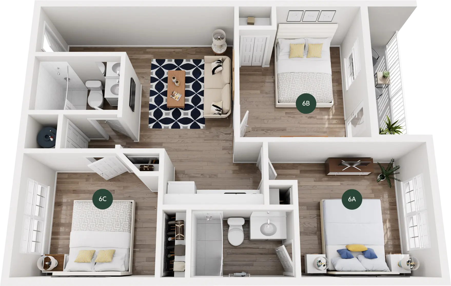 Triple, Private with Shared Bath